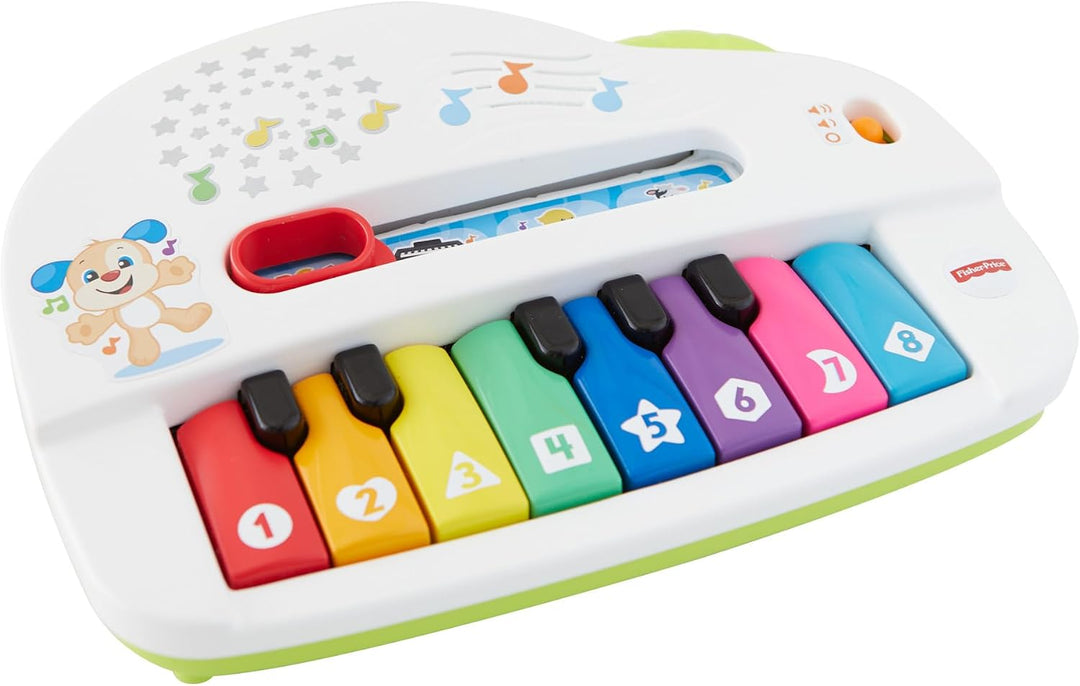 Fisher-Price Babys erstes Keyboard mehrsprachige Version, tragbares Spielzeugklavier mit Lichtern, M