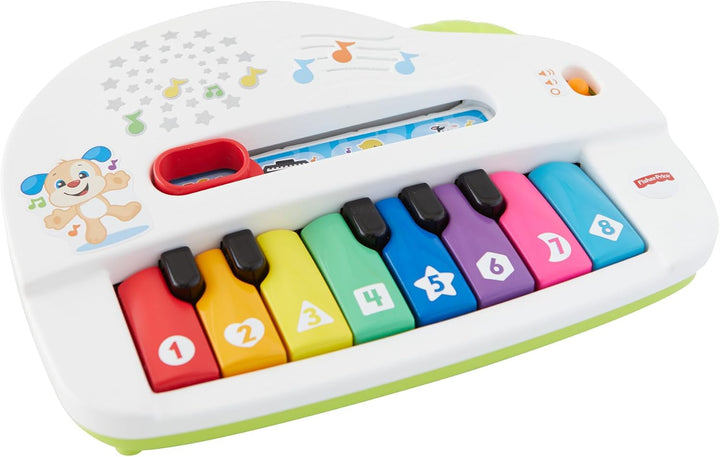 Fisher-Price Babys erstes Keyboard mehrsprachige Version, tragbares Spielzeugklavier mit Lichtern, M