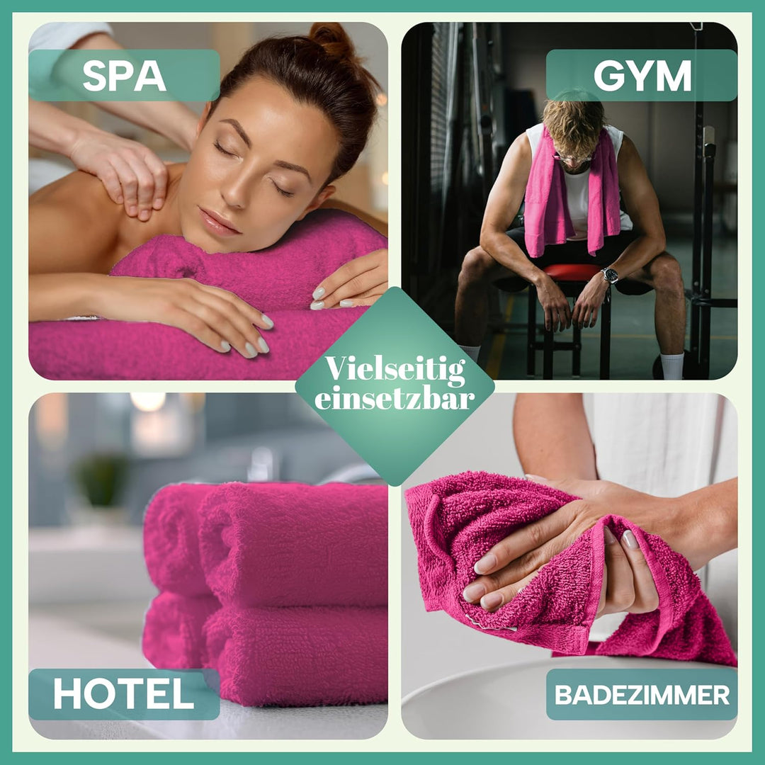 NatureMark 8er Pack Frottier Handtücher 50x100cm, 100% Baumwolle, Pink, 50 x 100 cm