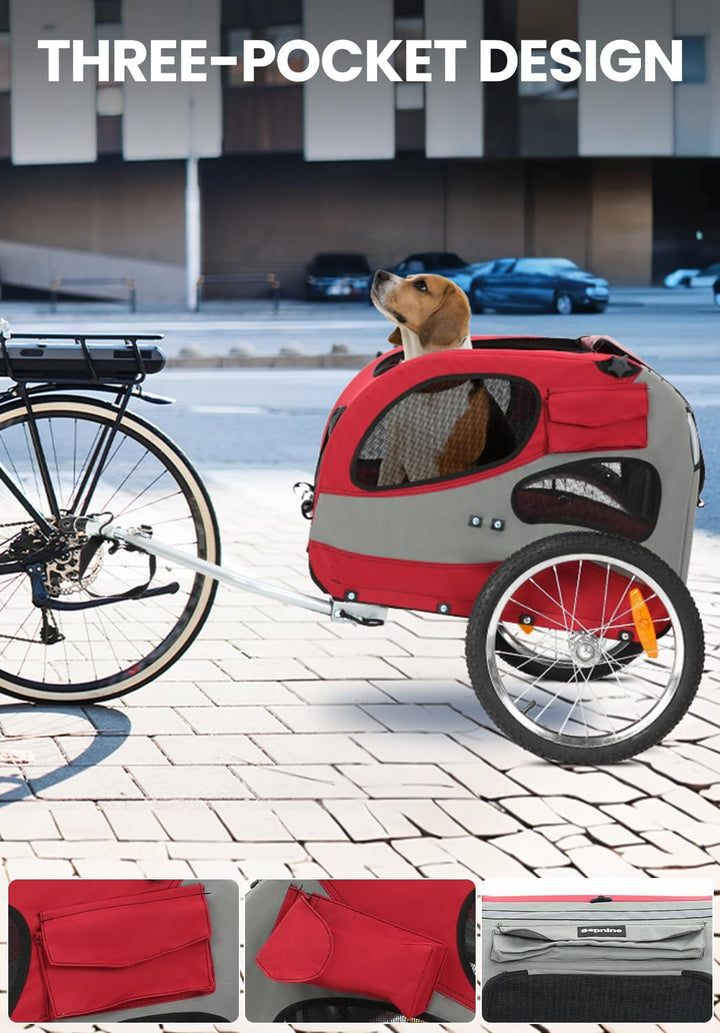 SEPNINE® Fahrradanhänger für Hunde, Hundeanhänger für Fahrrad - faltbar, mit Sicherheitsreflektoren,