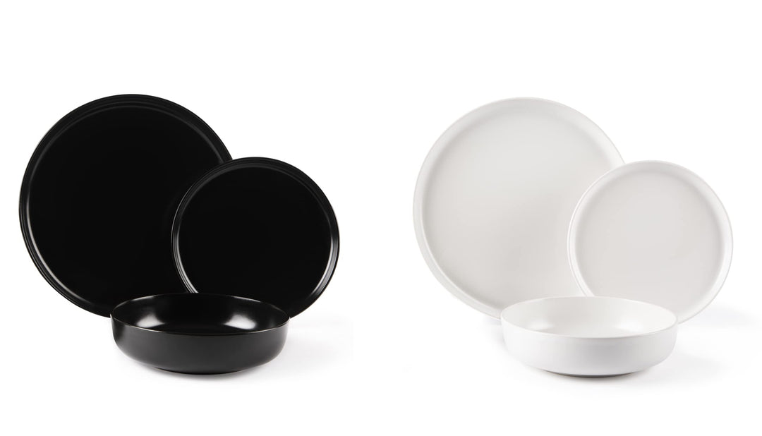 Excelsa "Nordic" Tafelservice, 12-teilig, Keramik, Weiss und Schwarz