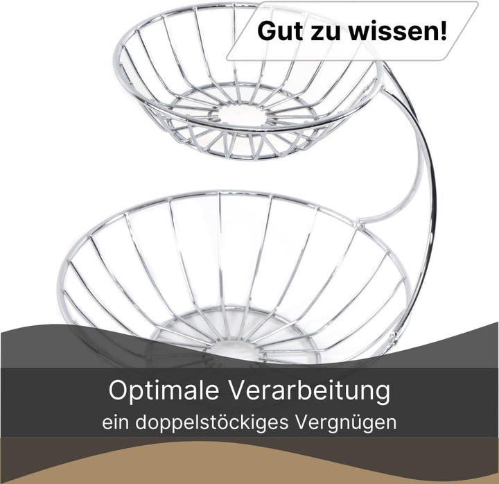 DESIGN DELIGHTS OBST ETAGERE STAGE | 24 cm, Eisen, zweistöckig | Metall Obstständer, Früchteschale,