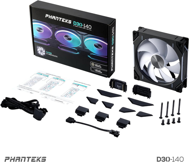 Phanteks D30 PWM Regular Airflow, D-RGB Lüfter - 140mm, schwarz