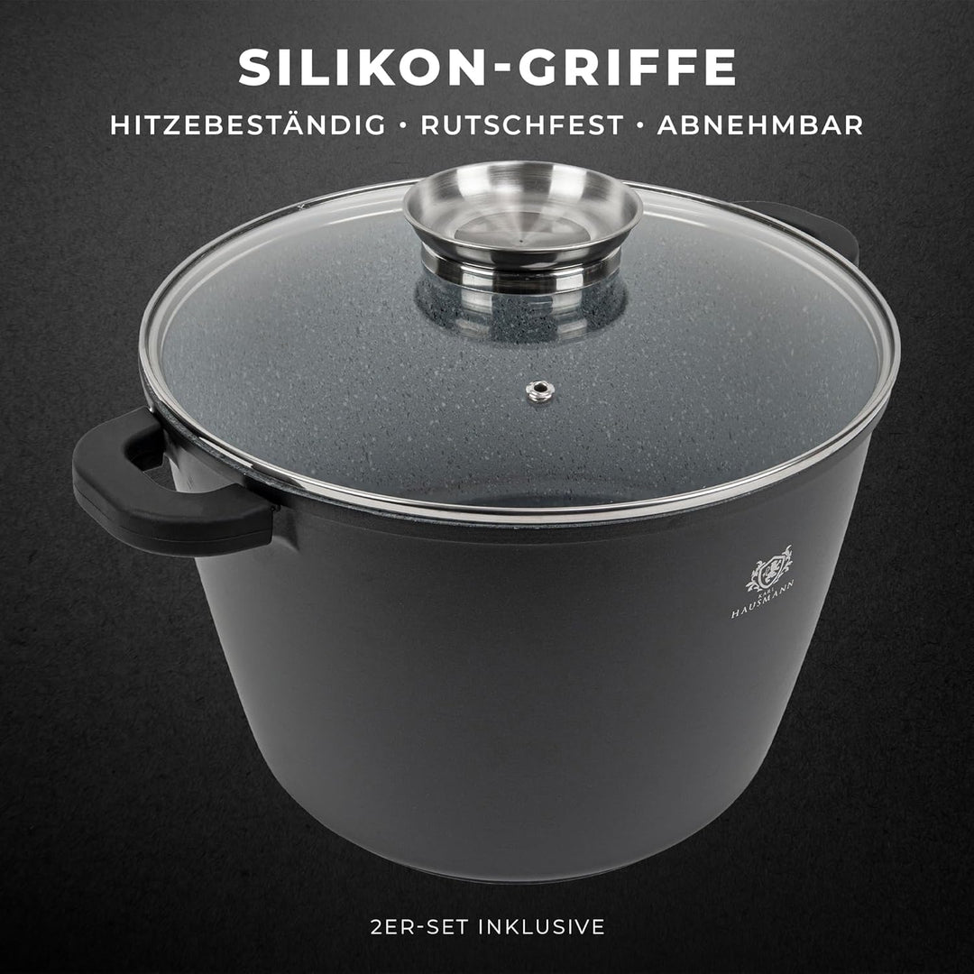 Aluguss Kochtopf - 10L - Ø 28 cm - Gross Topf Beschichtet Für alle Herdarten auch Induktion - Antiha