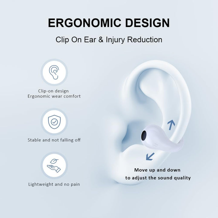 SLuB Knochenschall Kopfhörer, Open Ear Kopfhörer Bluetooth, Ohrclip-Sportkopfhörer, Bluetooth 5.4, H