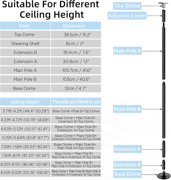 PRIOR FITNESS Perforierte Stange, Durchmesser 45 mm, Länge verstellbar, professionelles Stangen-Set,