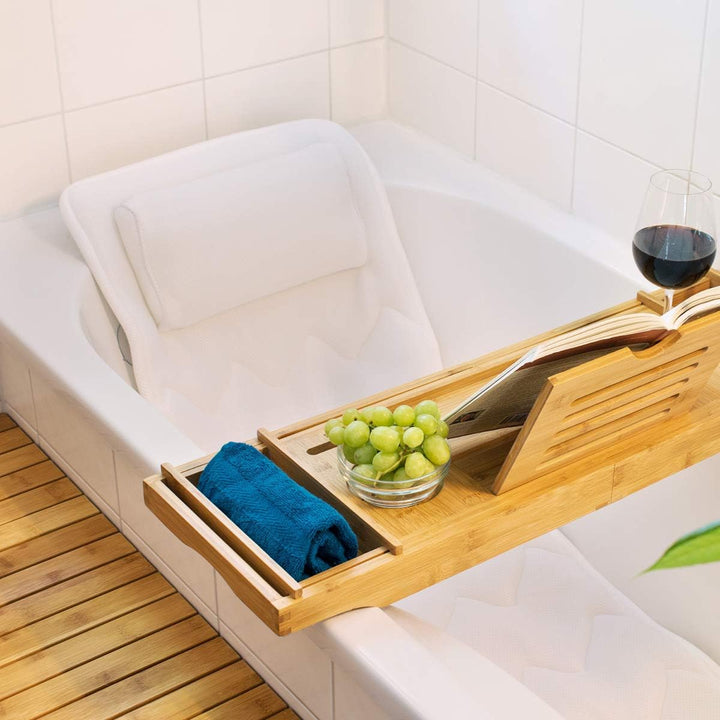 Navaris Badewannenmatte Ganzkörper mit Kissen - 125x42cm Matratze für Badewanne Badewannenkissen Bad