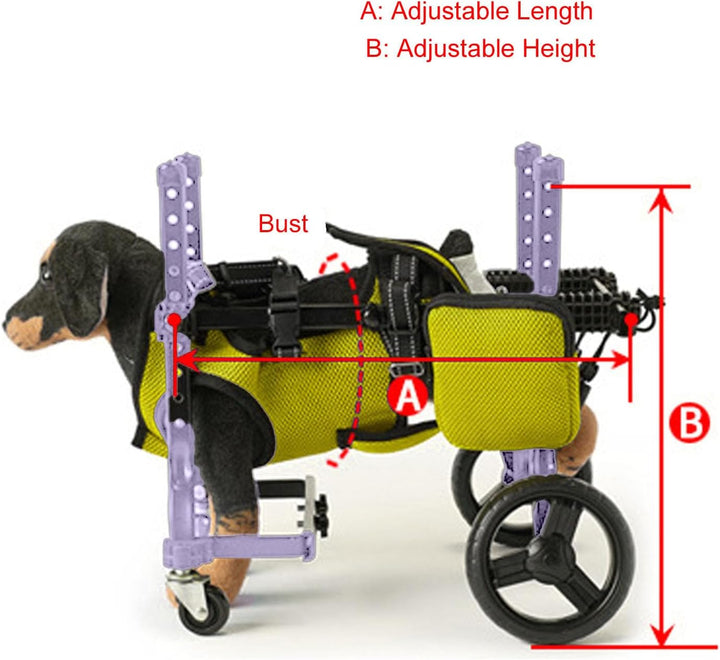 Hunderollstuhl für die Hinterbeine, Hunderollstuhlwagen, Dehnbarer Integrierter 4-Rad-Laufwagen für