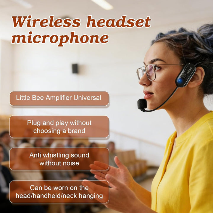 Wireless Mikrofon Headset,2.4G Kabelloses Mikrofon Funkmikrofon,Headset Mikrofon Kabellos,Wiederaufl