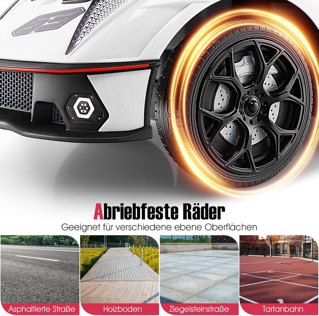 DREAMADE Rutschauto Lamborghini, 3 in 1 Rutschfahrzeug mit Schiebestange, Hupe, Stauraum & Verstellb