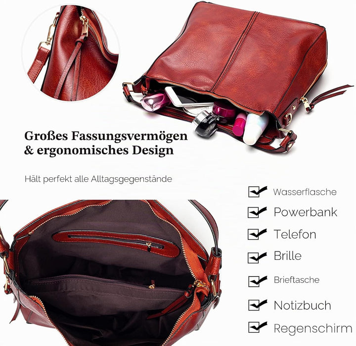 FANDARE Damen Handtasche Frauen Umhängetaschen Schultertasche PU Leder Tote Beutel Schultertasche fü