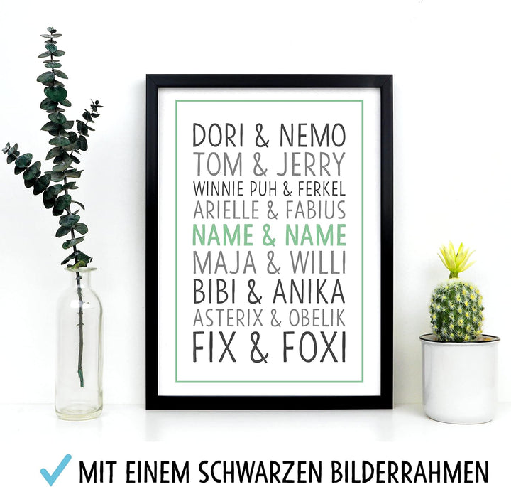 OWLBOOK DU &amp; ICH Beste Freunde Trickfilm Bild im Holz-Rahmen A3 Geschenke Geschenkideen für die best