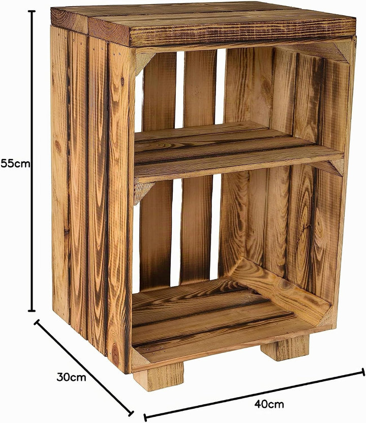 Kistenkolli Altes Land Nachttisch Abstelltisch weiss/Natur/geflammt Masse ca 30x40x55cm Regalkiste F