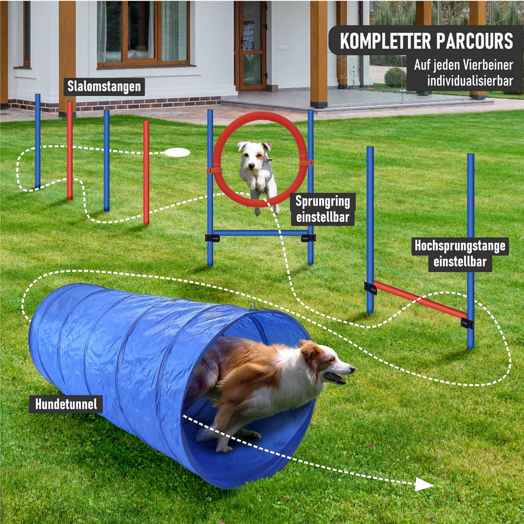 NATIV LEMODO Agility Set Hunde | Hundetraining mit Agility Hürde, Hundetunnel und Sprungring | Einfa