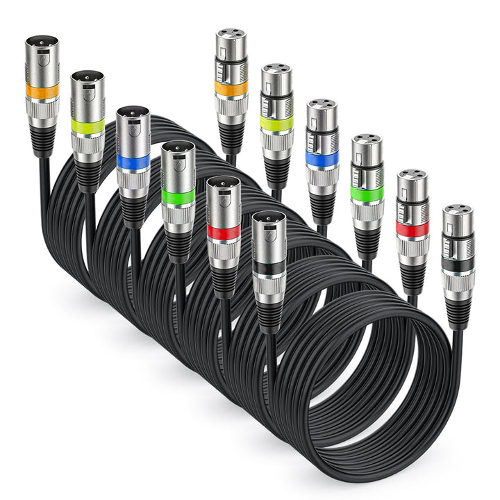 6 Stück XLR Mikrofonkabel, 1M 3 Pin Symmetrisches XLR Kabel DMX Mikrofon Anschlusskabel Stecker auf