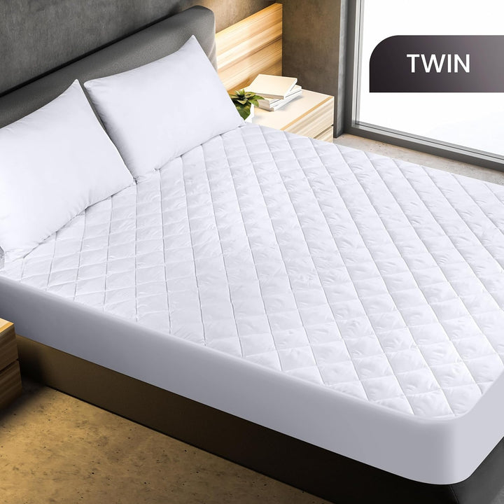 Utopia Bedding Gesteppte Matratzenauflage (Einzelbett), Matratzenbezug dehnbar bis 40,6 cm Höhe Weis