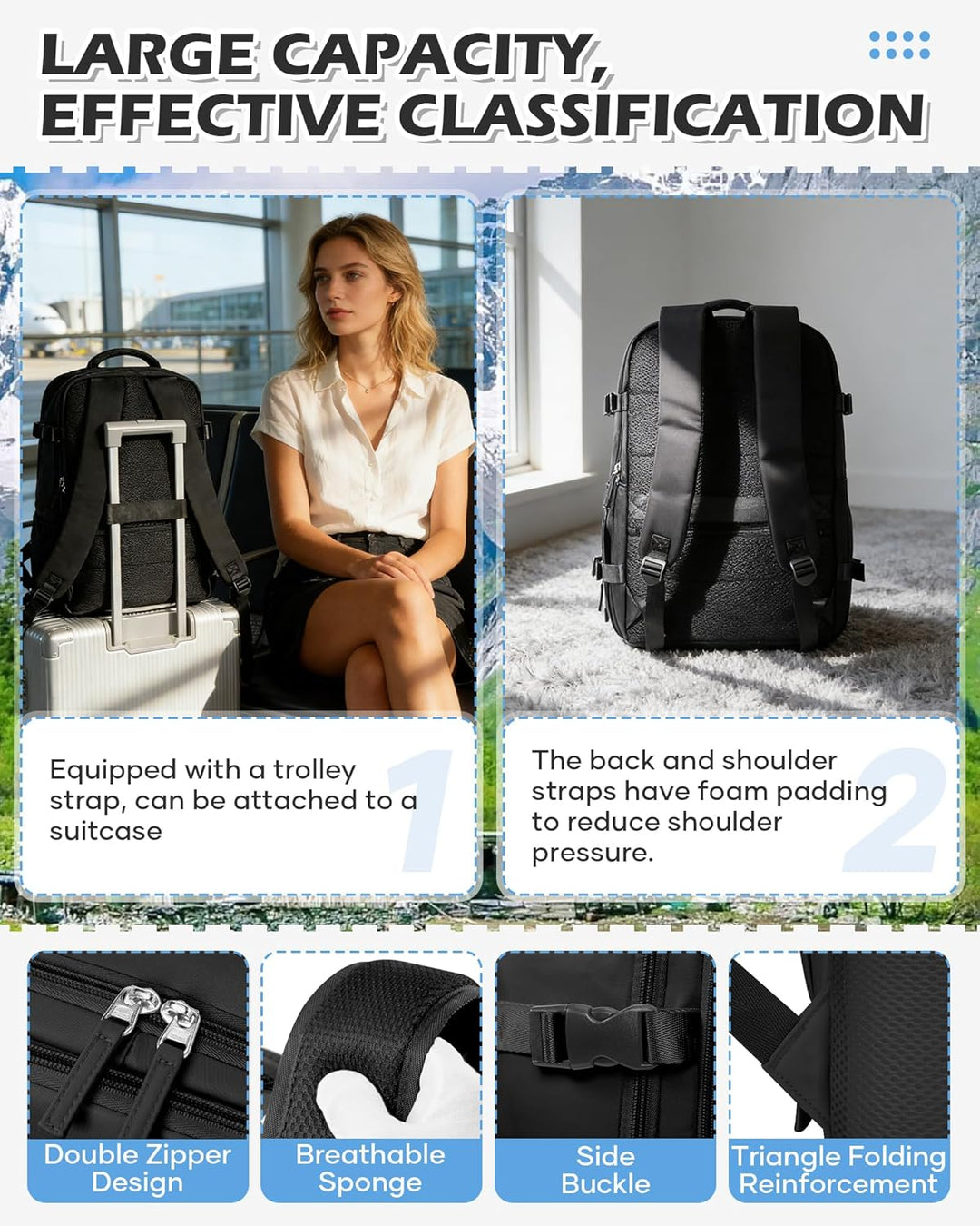 BJLFS Vakuum Rucksack 40x30x20 Ryanair Wizzair Reiserucksack Handgepäck Flugzeug 40x20x25 Rucksack m
