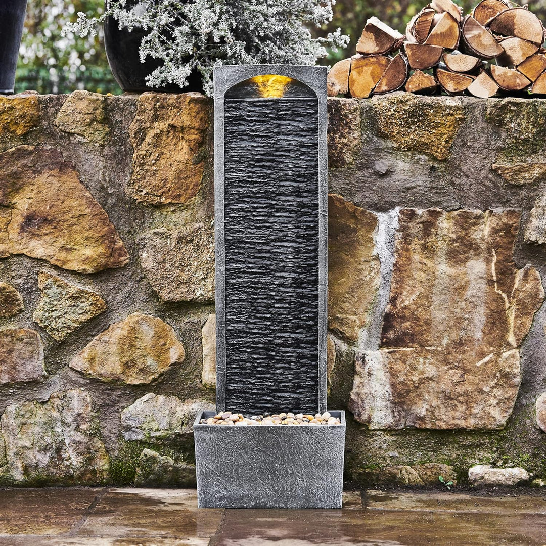 Peaktop - Garten Terrasse Stein 38 Zoll aufrechter Wasserfall Brunnen RJ-19041-EU