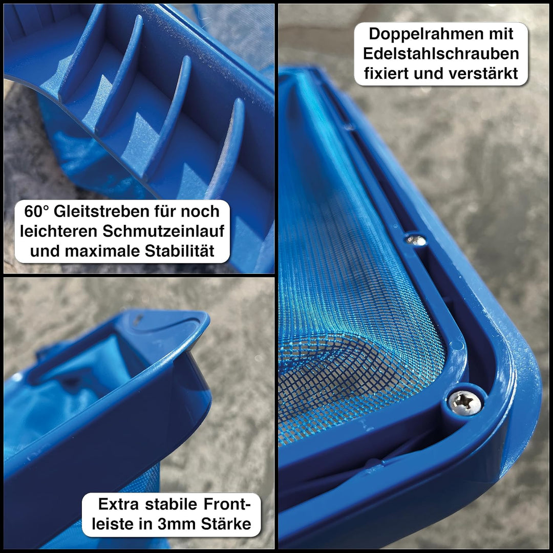 FenWi 10m Teleskop Pool Teich Set mit 2X Kescher und 2X Bürste/Teleskopstange mit Oberflächenkescher