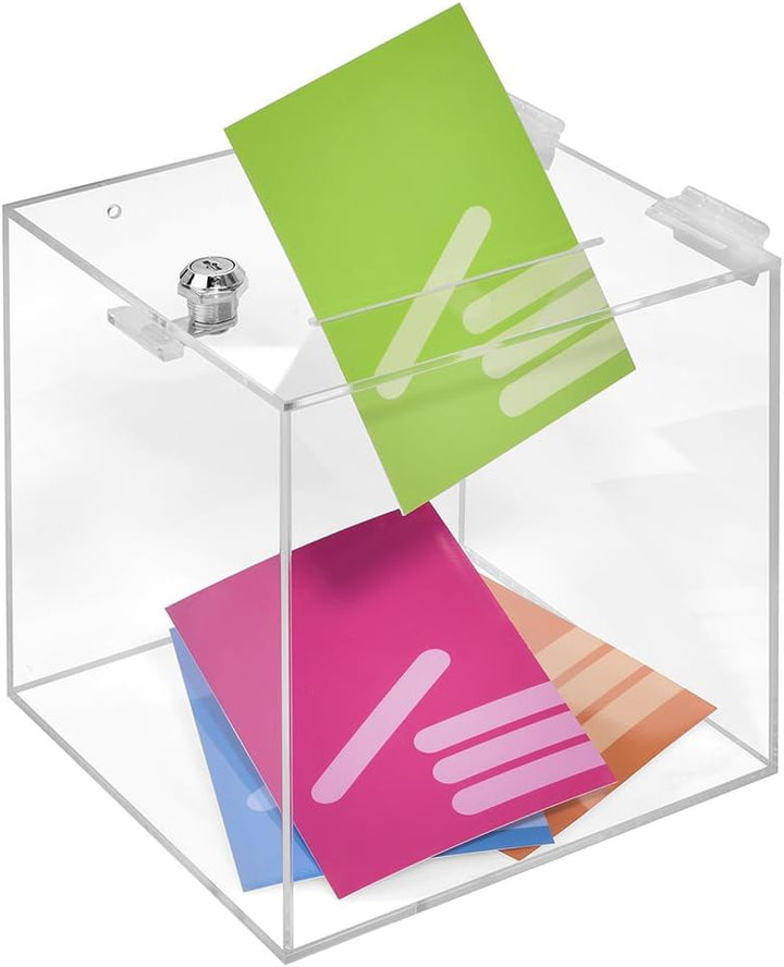 Losbox aus Acrylglas mit Schloss in 200x200x200mm - Zeigis® / Spendenbox/Aktionsbox/Gewinnspielbox/t