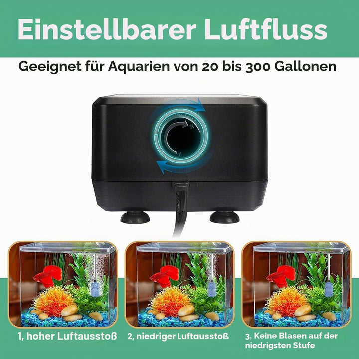 hygger Leiseste Aquarium Luftpumpe, regelbare Sauerstoffpumpe 2 Luftauslässe 5W/10W Ultra Leise Leis