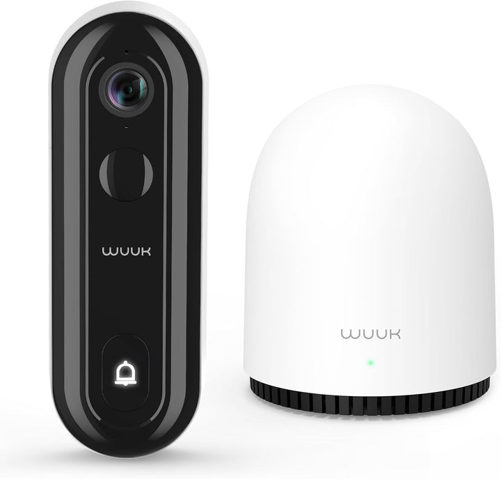 WUUK Video Türklingel mit Kamera, 2K Türklingel kabellos mit Homebase/Chime, Keine Monatliche Gebühr