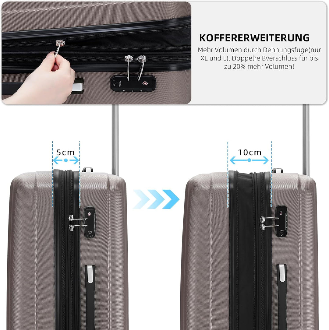 BEIBYE TSA-Schloss 2080 Zwillingsrollen neu Reisekoffer Koffer Trolley Hartschale Set (Coffee, Set)
