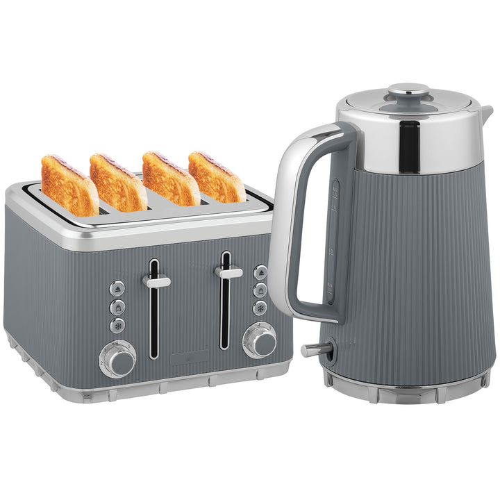HOMCOM Wasserkocher Toaster Set 1,7L 2200W Schnell Wasserkocher mit Edelstahl-Innenraum, Entkalkungs