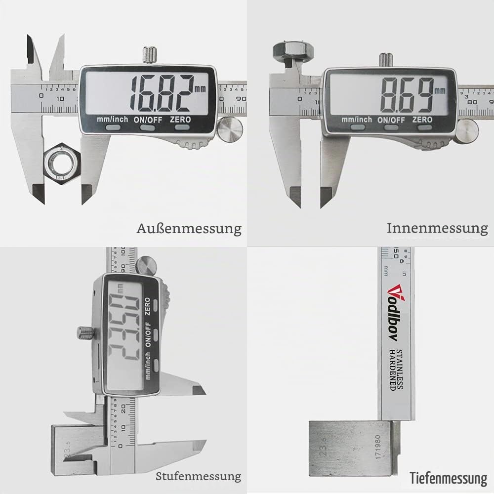Digitaler Messschieber Schieblehre,Vodlbov 150mm/6 Zoll Hochpräzise Edelstahl schiebelehren digital