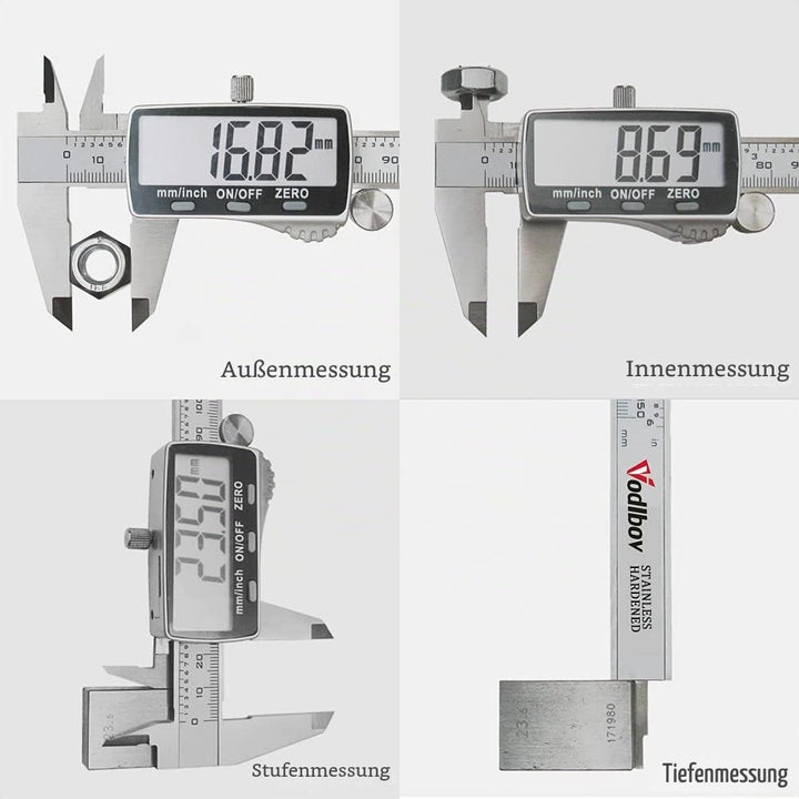 Digitaler Messschieber Schieblehre,Vodlbov 150mm/6 Zoll Hochpräzise Edelstahl schiebelehren digital