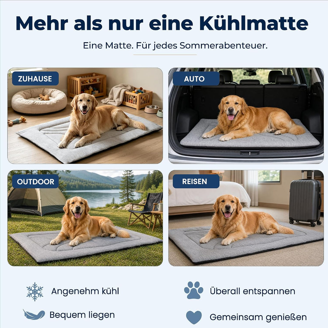Kühlmatte für Hunde, waschbare Hundekühlmatte mit Q-Max ≥ 0,4 PE-Kühlgewebe, ca. 3 cm gepolstert, ru