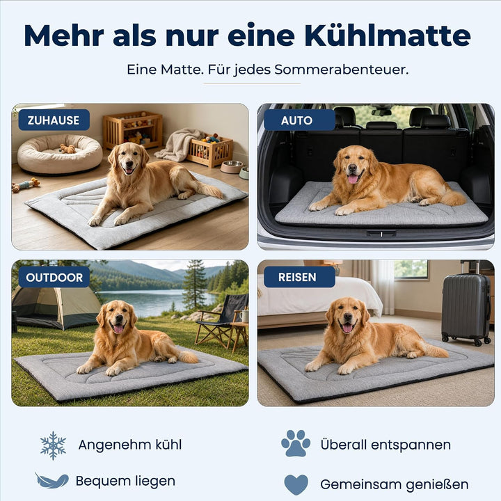 Kühlmatte für Hunde, waschbare Hundekühlmatte mit Q-Max ≥ 0,4 PE-Kühlgewebe, ca. 3 cm gepolstert, ru