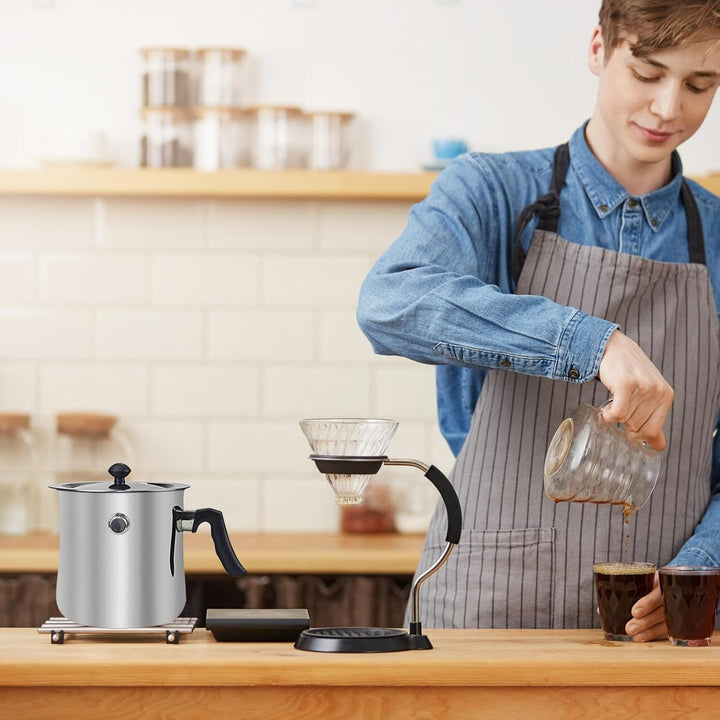 Milchtopf, Doppelwandiger Milchtopf aus Edelstahl, 2 Liter Milchtopfs mit Deckel und Rutschfester Ku