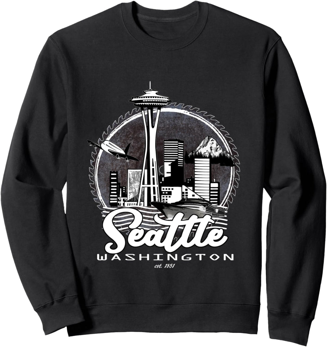 Seattle Pacific Northwest Emerald City Space-Needle Souvenir Sweatshirt