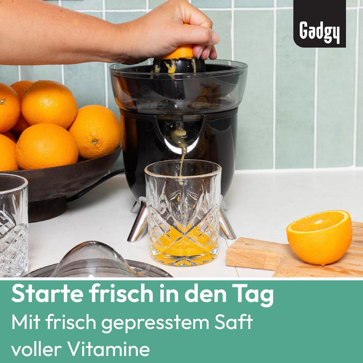 Gadgy Elektrische Saftpresse – Zitruspresse mit Anti-Tropf-Funktion, Zylindrisches Design, Anti-Stau