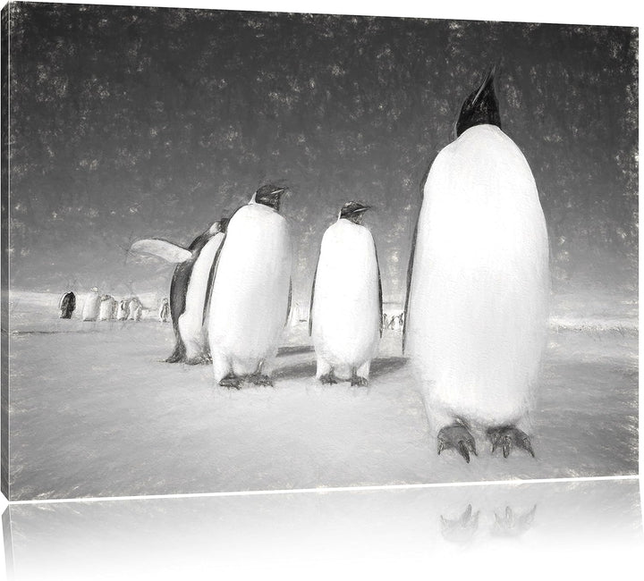 Pixxprint Kaiserpiguine in Antarktis Kunst/Format: 100x70cm / Leinwandbild fertig bespannt Wandbild