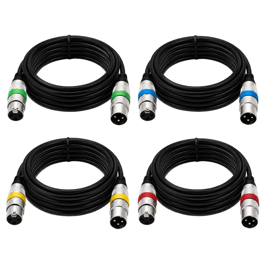 DMX Kabel, Mikrofonkabel 4er-Pack 3M XLR Männlich zu Weiblich Symmetrisch Abgeschirmt für Studioaufn