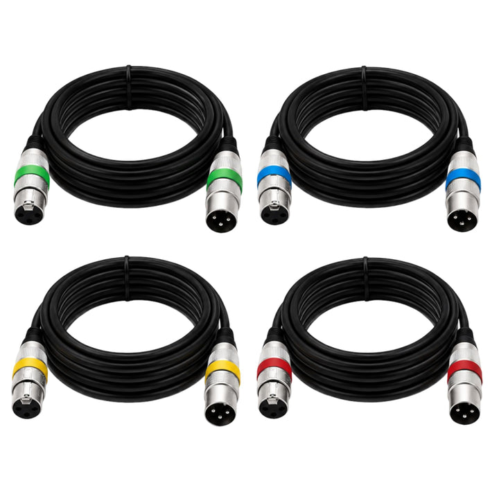 DMX Kabel, Mikrofonkabel 4er-Pack 3M XLR Männlich zu Weiblich Symmetrisch Abgeschirmt für Studioaufn