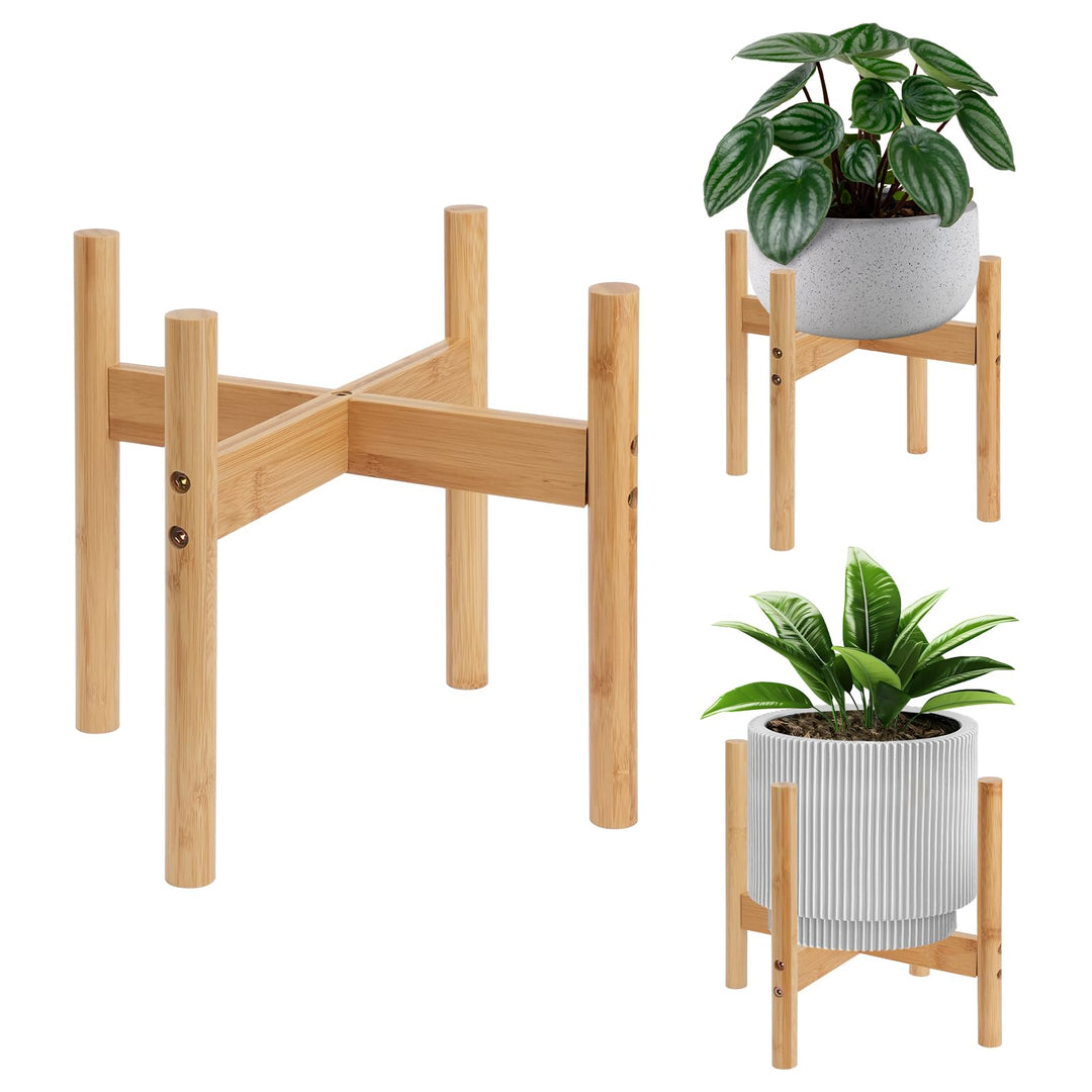 QUMENEY Moderner Pflanzenständer aus Holz, inspiriert vom Stil der Mitte des Jahrhunderts, für Haus,