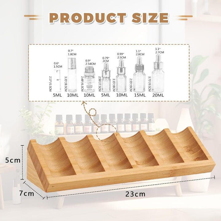 6 Loch Hölzern für Ätherisches Öl Display Ständer, Aromatherapie Öle Organizer – 2 Stück Ätherische