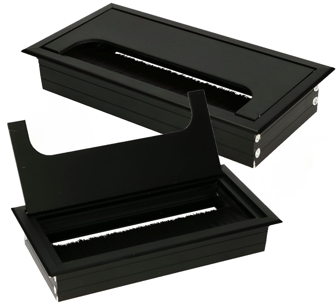 KOTARBAU® 2er Set Aluminium Kabeldurchführung 160x80 mm für Möbel Schwarz Kabeldose Kabeldurchlass E