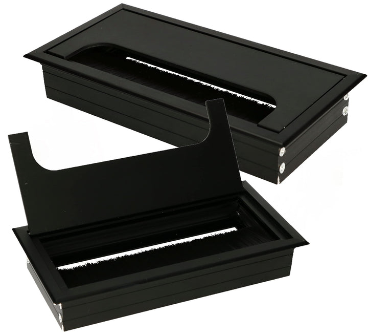 KOTARBAU® 2er Set Aluminium Kabeldurchführung 160x80 mm für Möbel Schwarz Kabeldose Kabeldurchlass E