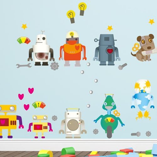 Wandkings Roboter Wandsticker Megapack Set, 103 Aufkleber, Gesamtfläche 260 x 70 cm