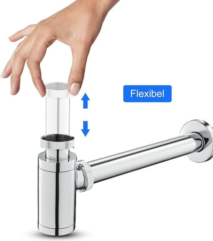 KEOKBON Universal- 1 1/4 Zoll x 32mm Siphon für Waschbecken & Waschtisch - Abflussgarnitur passgenau