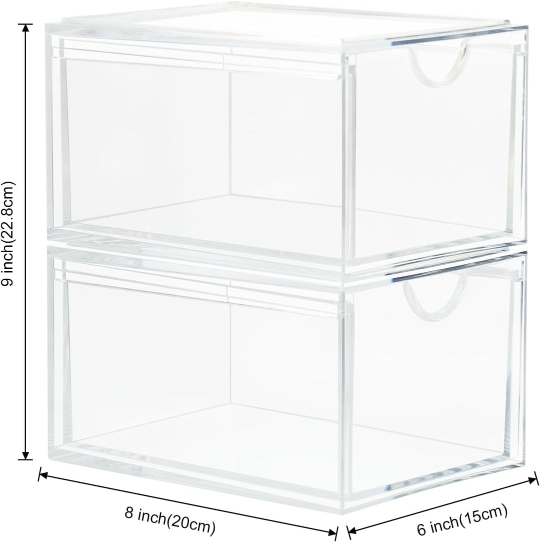 Dezzer Kosmetik Organizer Schubladen,2 Stück Acryl stapelbar Organizer Schubladen,Transparent Badezi