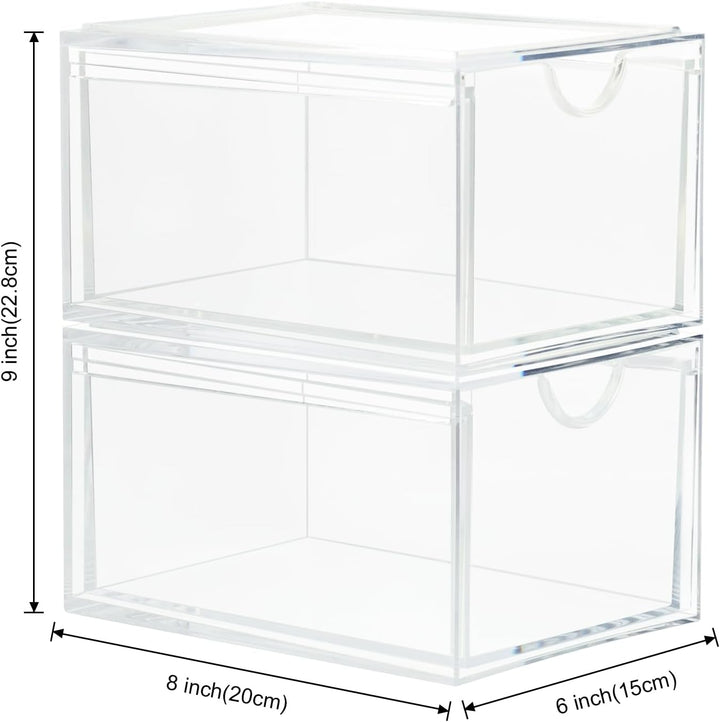 Dezzer Kosmetik Organizer Schubladen,2 Stück Acryl stapelbar Organizer Schubladen,Transparent Badezi