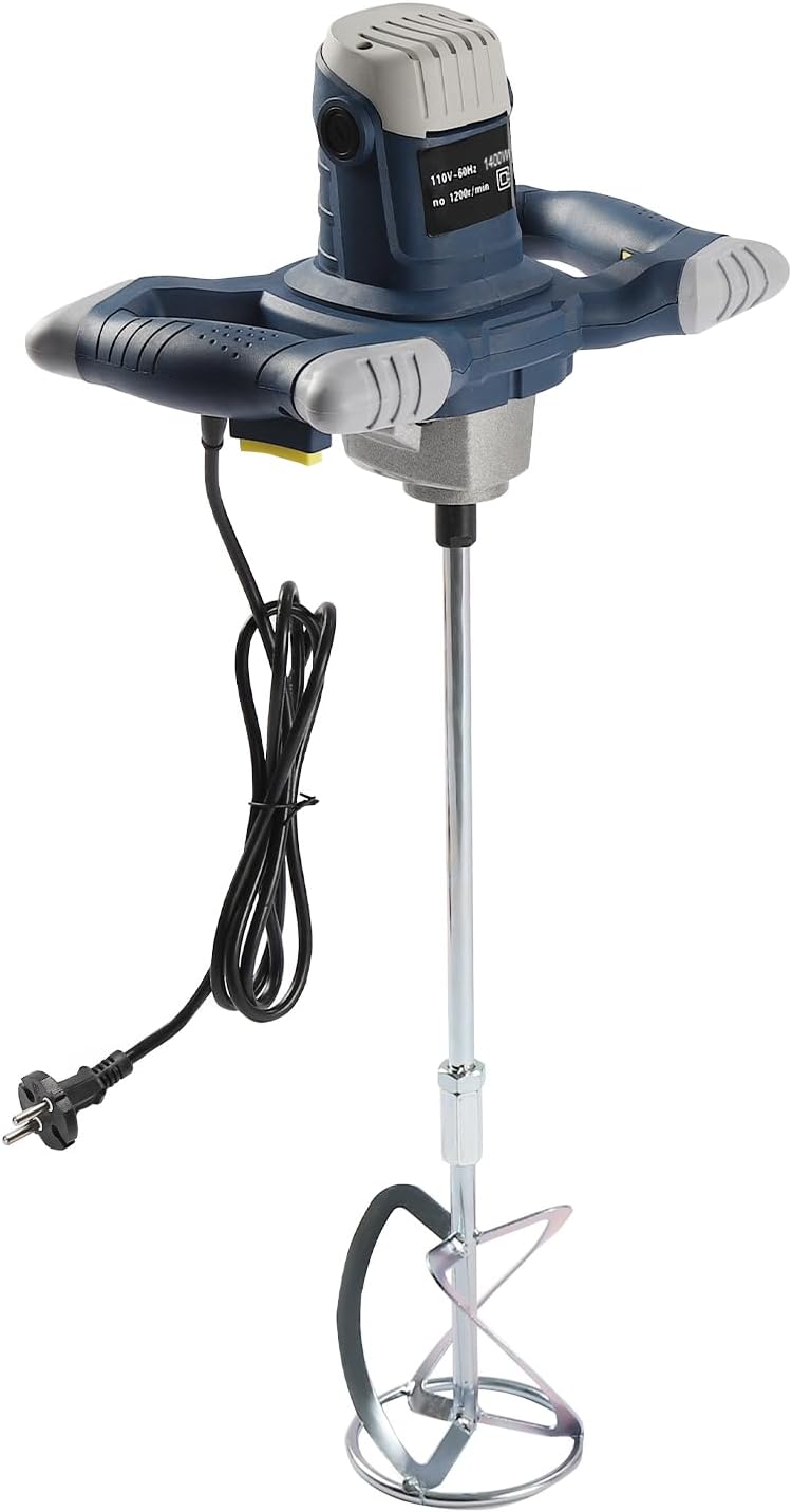 Rührwerk Mörtelrührer 1400W, Mörtel Rührgerät Elektrischer Betonmischer 6-Gang Einstellbar Handrührw