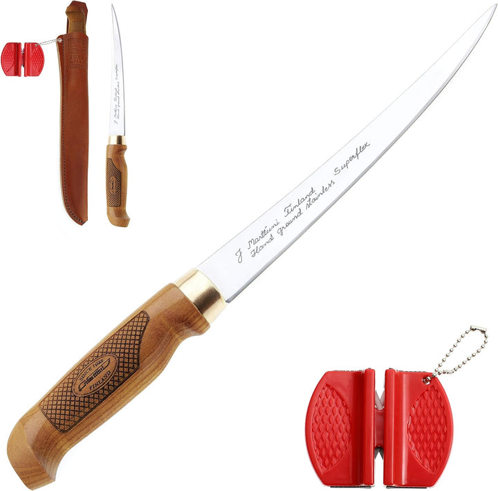 Marttiini Classic Superflex Filetier-Messer 30,6cm + Geschenkverpackung + RTX Messer-Schärfer/Fillet