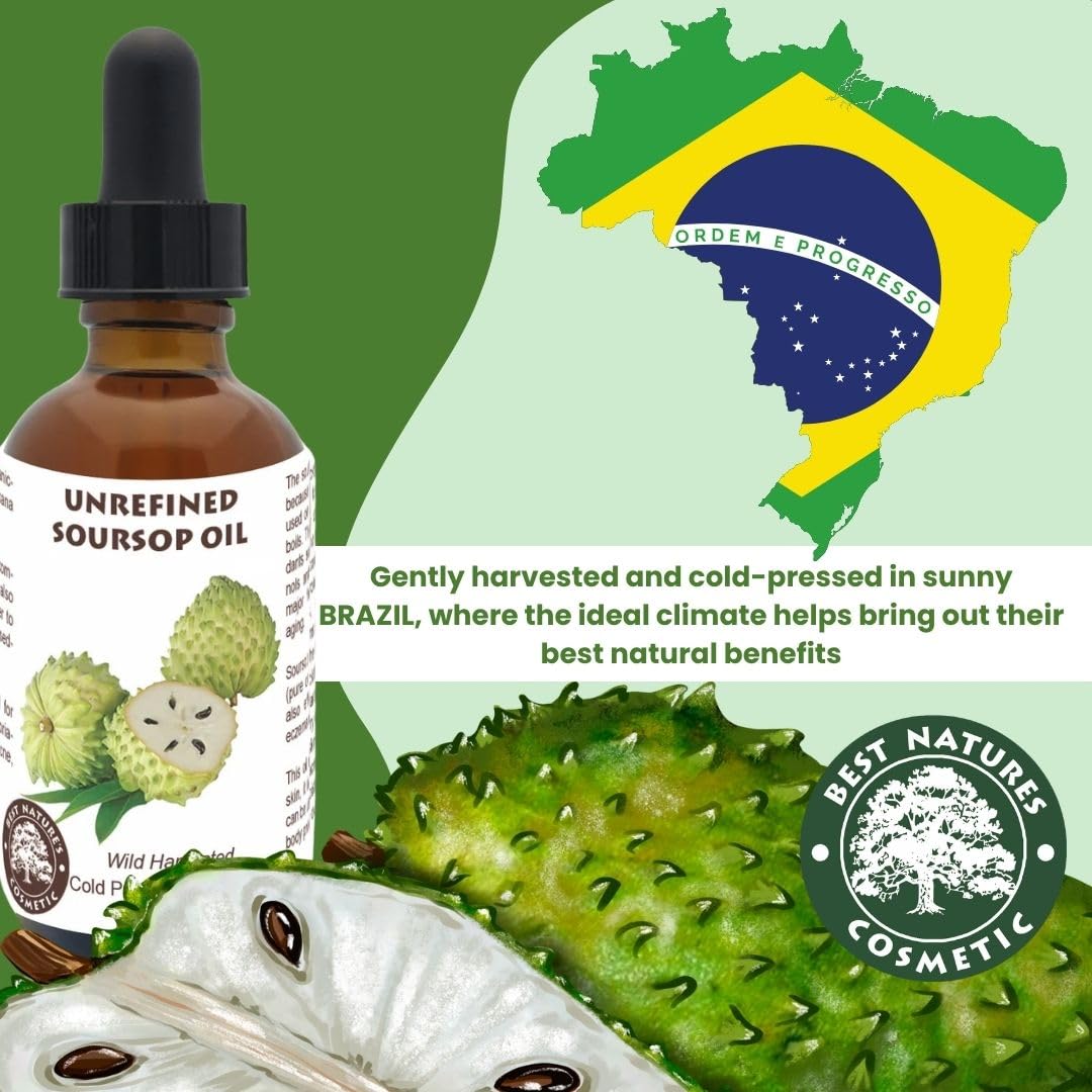 Best Natures Cosmetic Virgin Soursop Graviola Guanabana Öl (Unverdünnt, Kaltgepresst, Unraffiniert)
