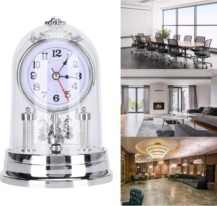 Nicoone Kaminuhren, Stille Tischschreibtischuhr Europäische Vintage Stil mit Deckel Hause Wohnzimmer